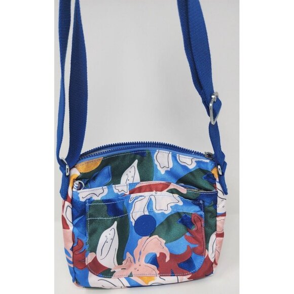 Kipling Crossbody Arto Blue Botanical Floral Medium Shoulder Bag Purse - Picture 3 of 16